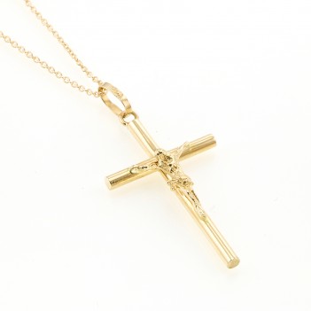 Cruz en oro amarillo con Cristo